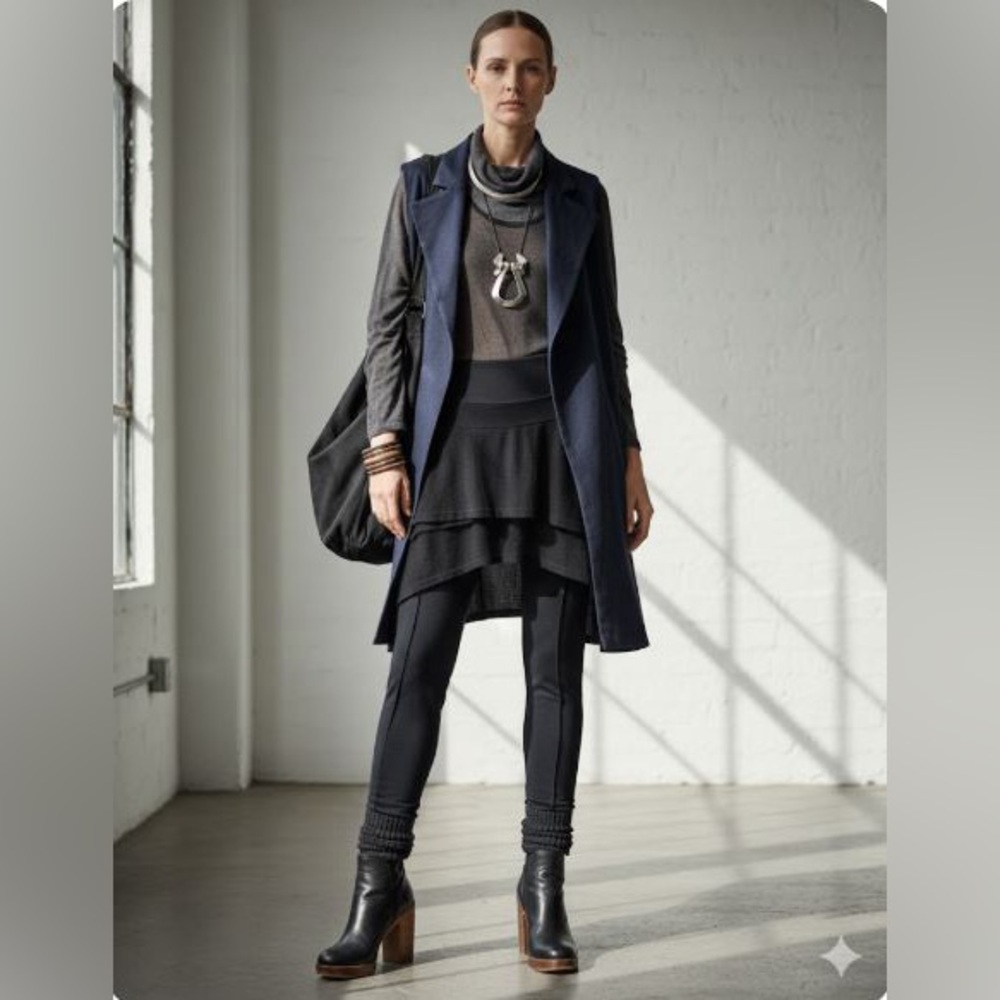 🖤 LUUKAA Lagenlook Designer Stretch Leggings - Black Medium  Cropped 🖤